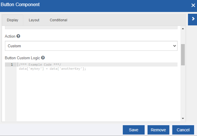 Button component configuration Button component configuration