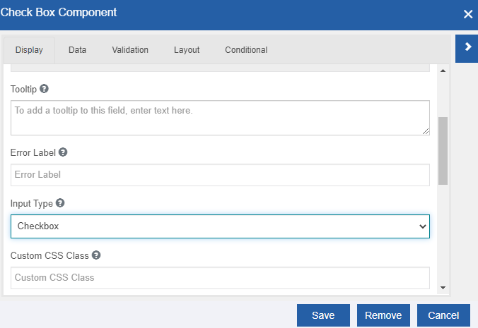 Checkbox component configuration Checkbox component configuration