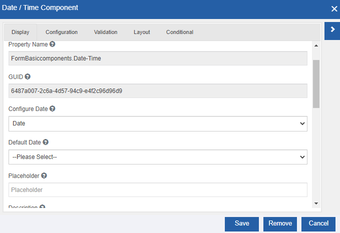 Date-Time component configuration Date-Time component configuration