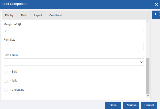 Label component configuration Label component configuration