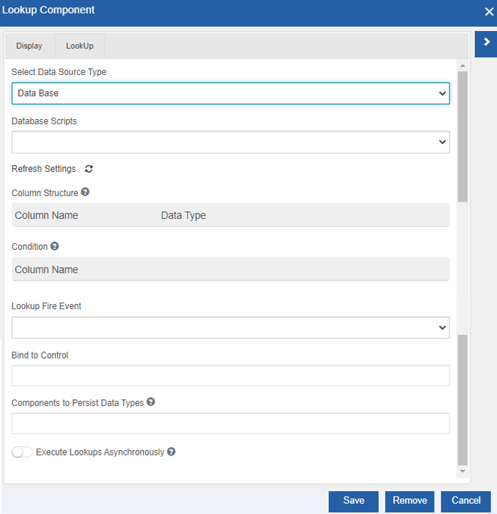 Lookup data base configuration Lookup data base configuration
