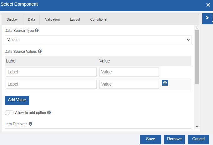 Entering Values for the Select Entering Values for the Select