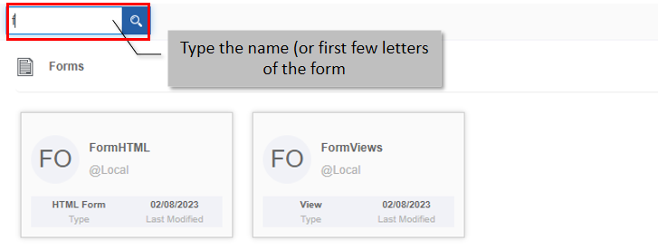 Searching for a form Searching for a form