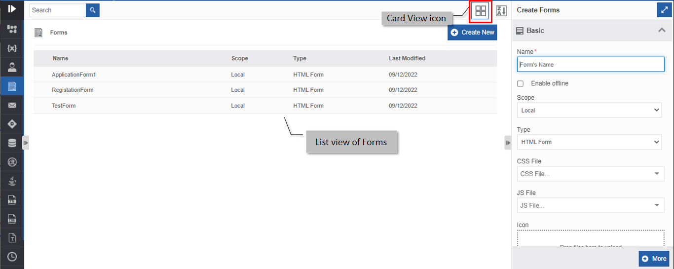 List view List view
