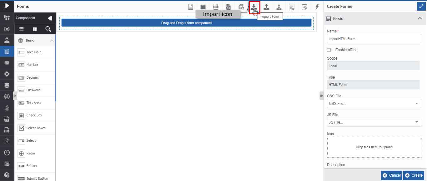 Importing form Importing form