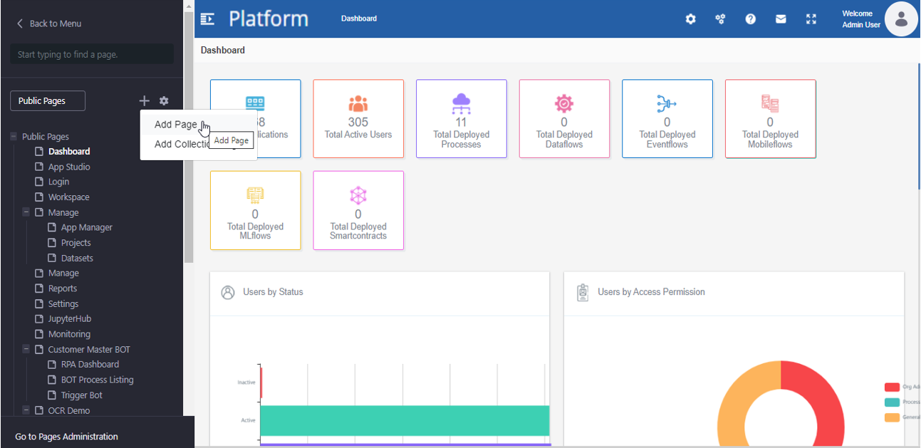Navigation for adding public page Navigation for adding public page
