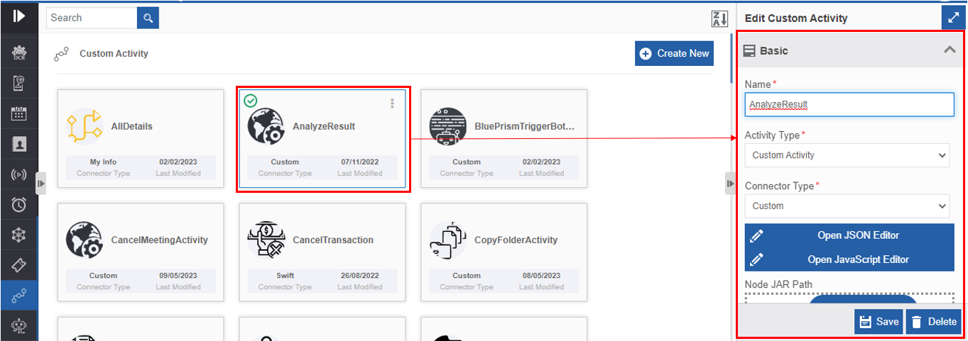 Editing Custom Activity Editing Custom Activity