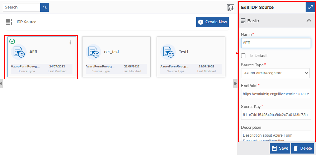Editing IDP Source details Editing IDP Source details