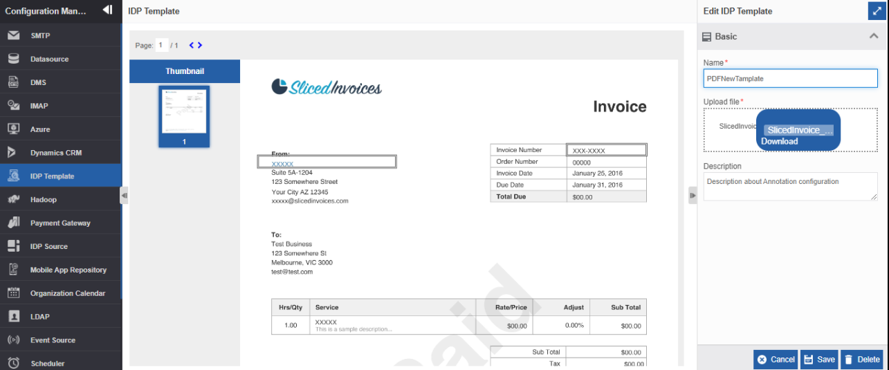 Editing IDP Template details Editing IDP Template details