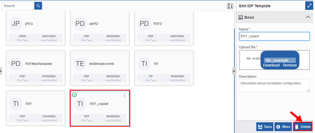 Deleting IDP Template Deleting IDP Template