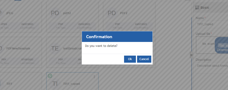 IDP Template Delete confirmation IDP Template Delete confirmation
