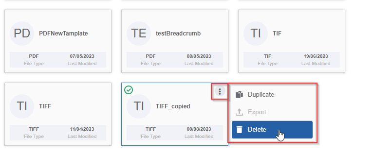 Delete action in More Actions Delete action in More Actions