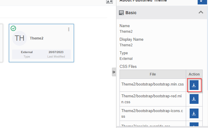 Download option in the property panel Download option in the property panel