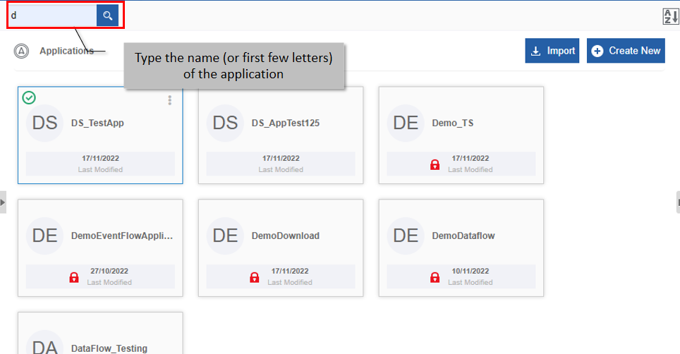 Searching for application Searching for application