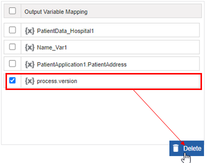 Delete Output Variable Mapping Delete Output Variable Mapping