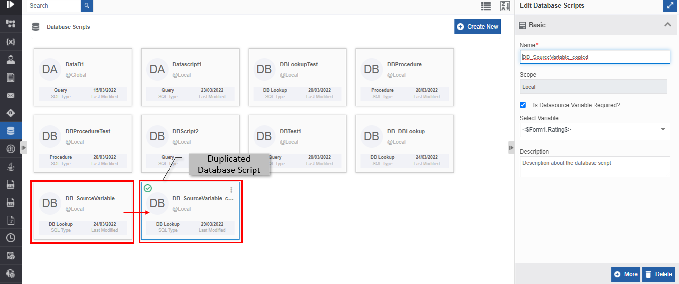 The duplicated database script The duplicated database script