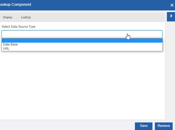 Selecting Data Base as a data source type Selecting Data Base as a data source type