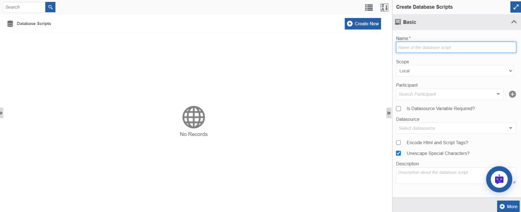 Creating a new database script Creating a new database script