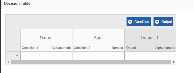 Decision Table configuration Decision Table configuration