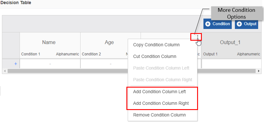 More Condition Options More Condition Options