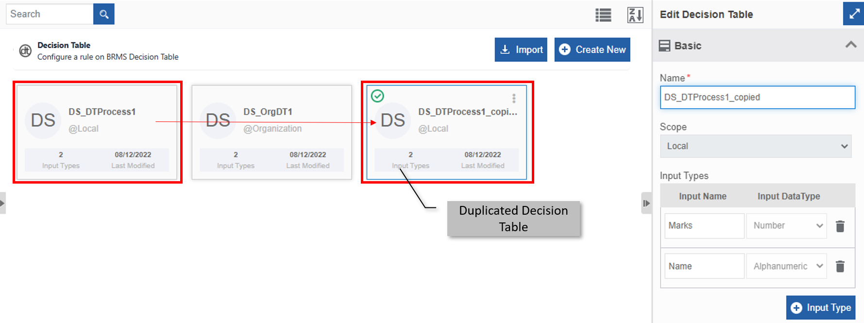 The duplicated decision table The duplicated decision table