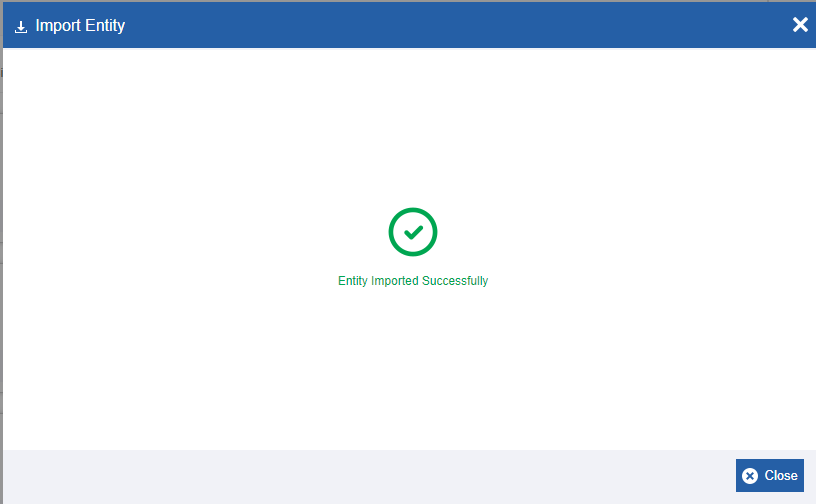 Import Success message Import Success message