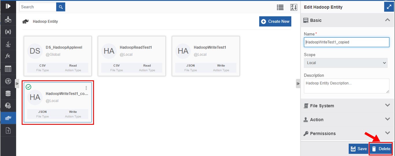 Deleting Hadoop entity Deleting Hadoop entity