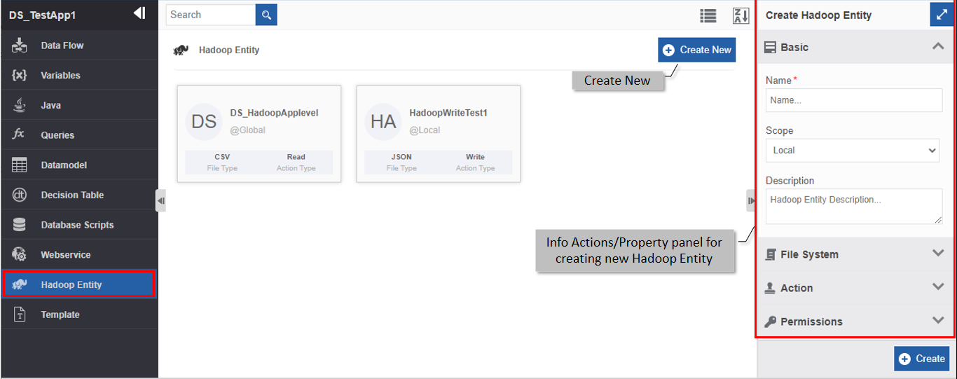 Creating a new Hadoop entity Creating a new Hadoop entity