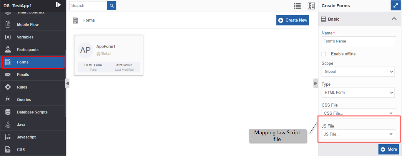 Mapping JavaScript file to the Form Mapping JavaScript file to the Form