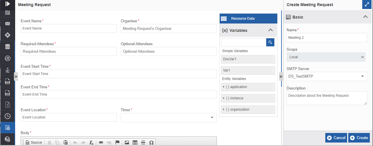 Meeting request builder and configuration details Meeting request builder and configuration details