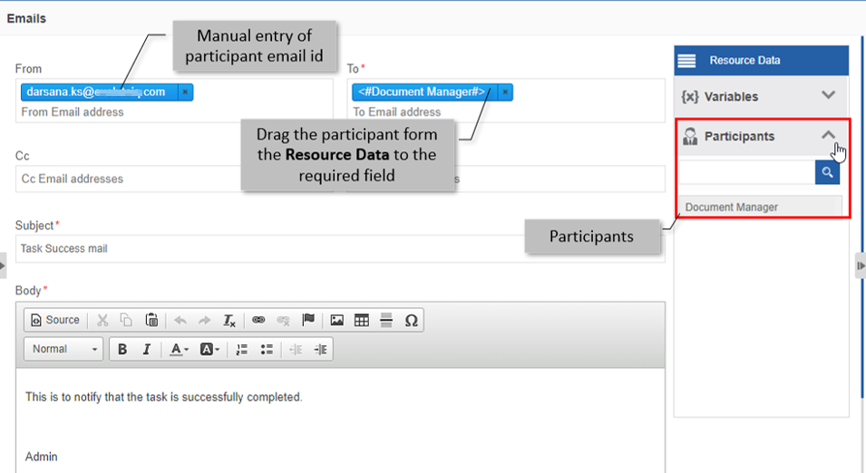 Participant association in email template Participant association in email template