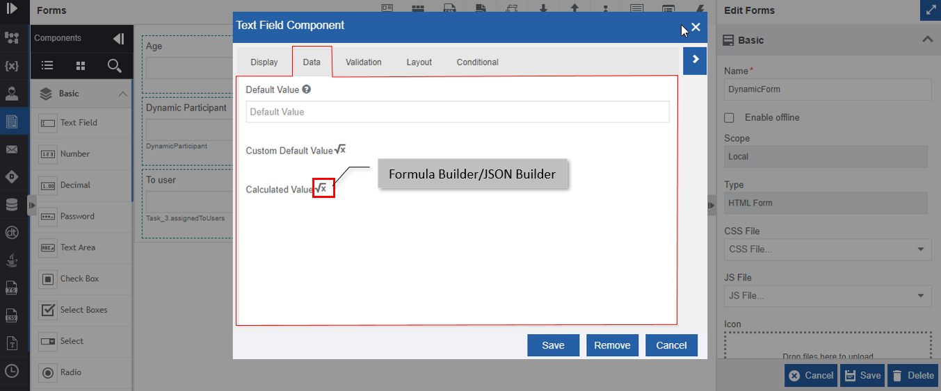 Data - Calculated value √x Data - Calculated value √x