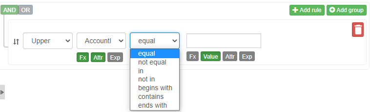 Selecting a condition with Fx and Attr enabled Selecting a condition with Fx and Attr enabled