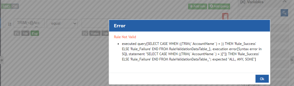 Rule Not Valid Rule Not Valid