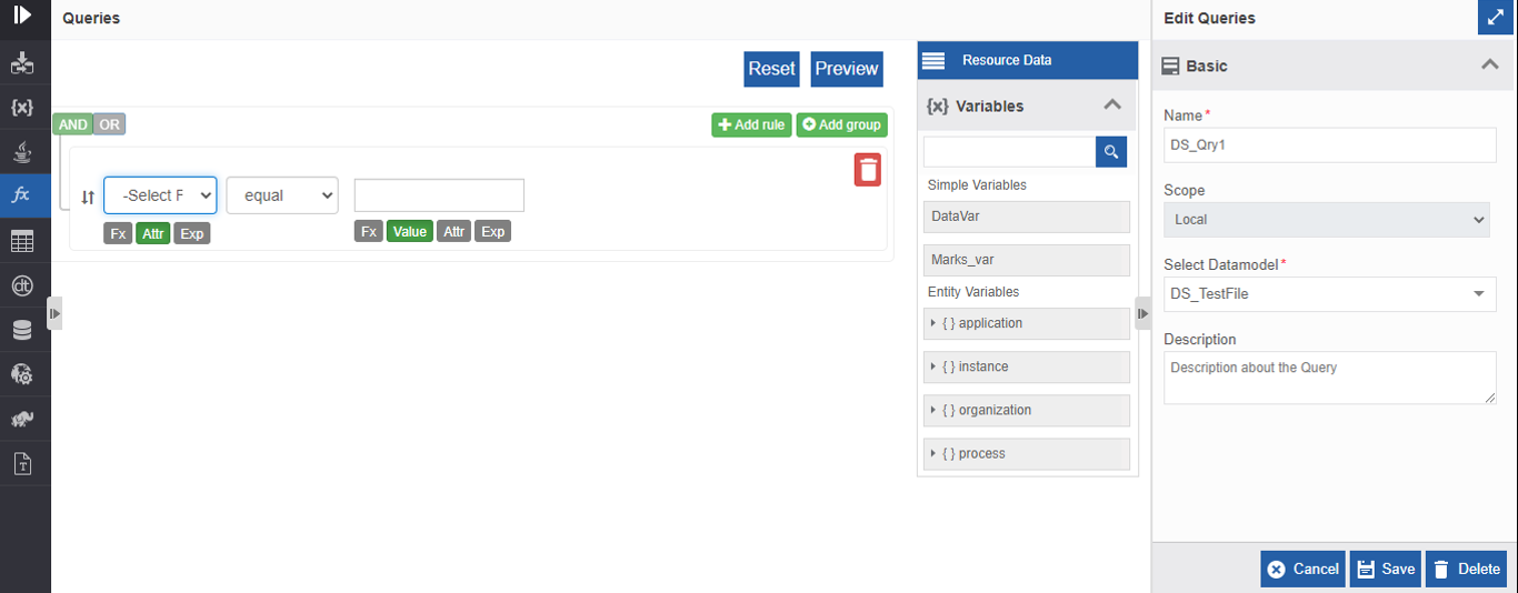Queries configuration - conditions and rules Queries configuration - conditions and rules