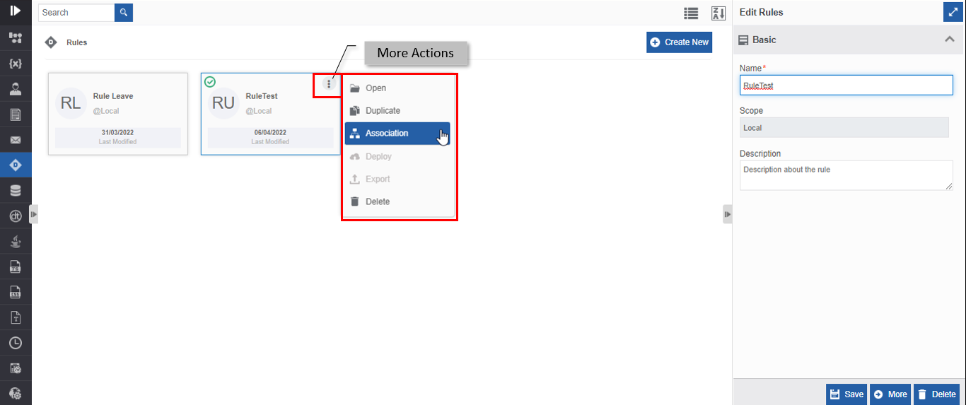 Viewing rule associations Viewing rule associations