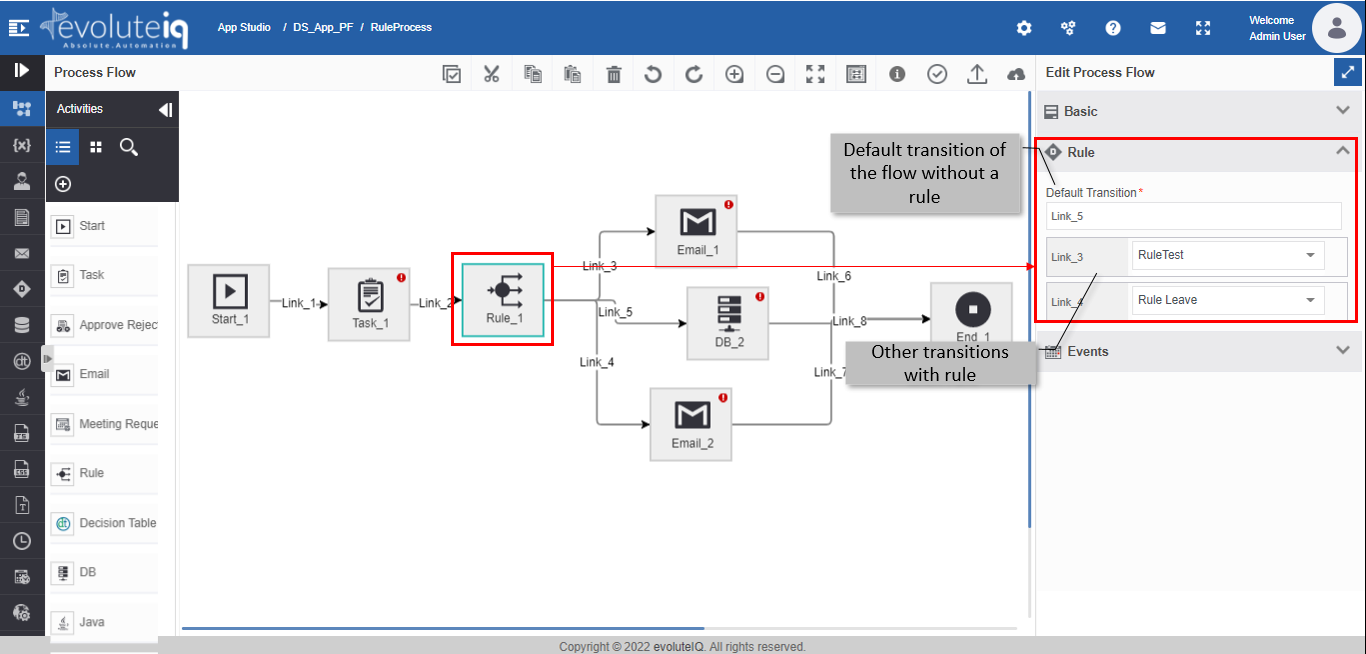Rule mapping for the rule activity Rule mapping for the rule activity