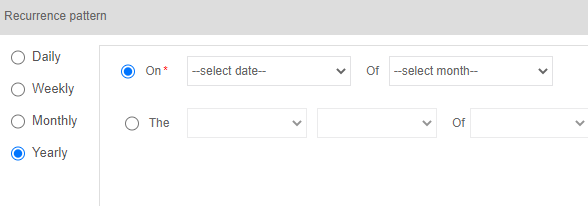 Recurrence Pattern yearly on Recurrence Pattern yearly on