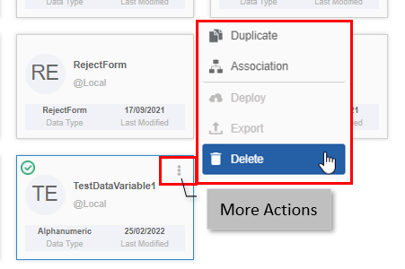Delete action in More Actions Delete action in More Actions