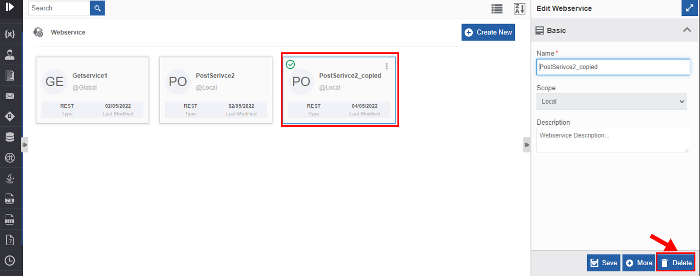 Deleting webservice Deleting webservice