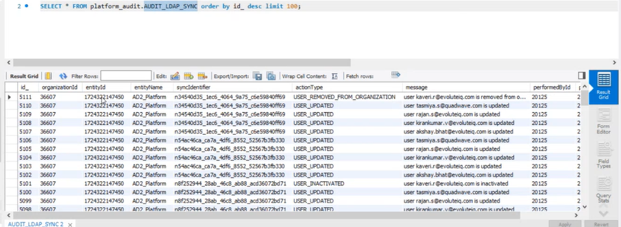 AUDIT LDAP SYNC AUDIT LDAP SYNC