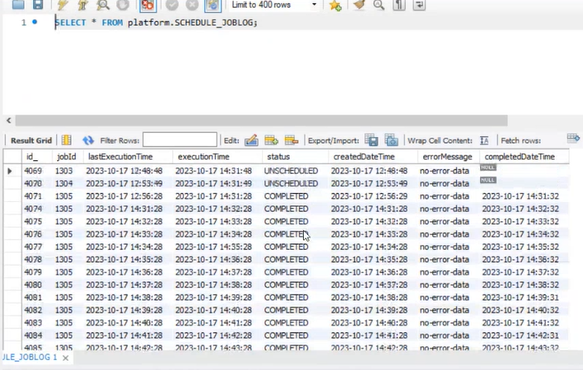AUDIT_SCHEDULE_JOBLOG table AUDIT_SCHEDULE_JOBLOG table