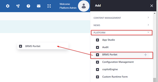 BRMS portlet with Decision Model list BRMS portlet with Decision Model list