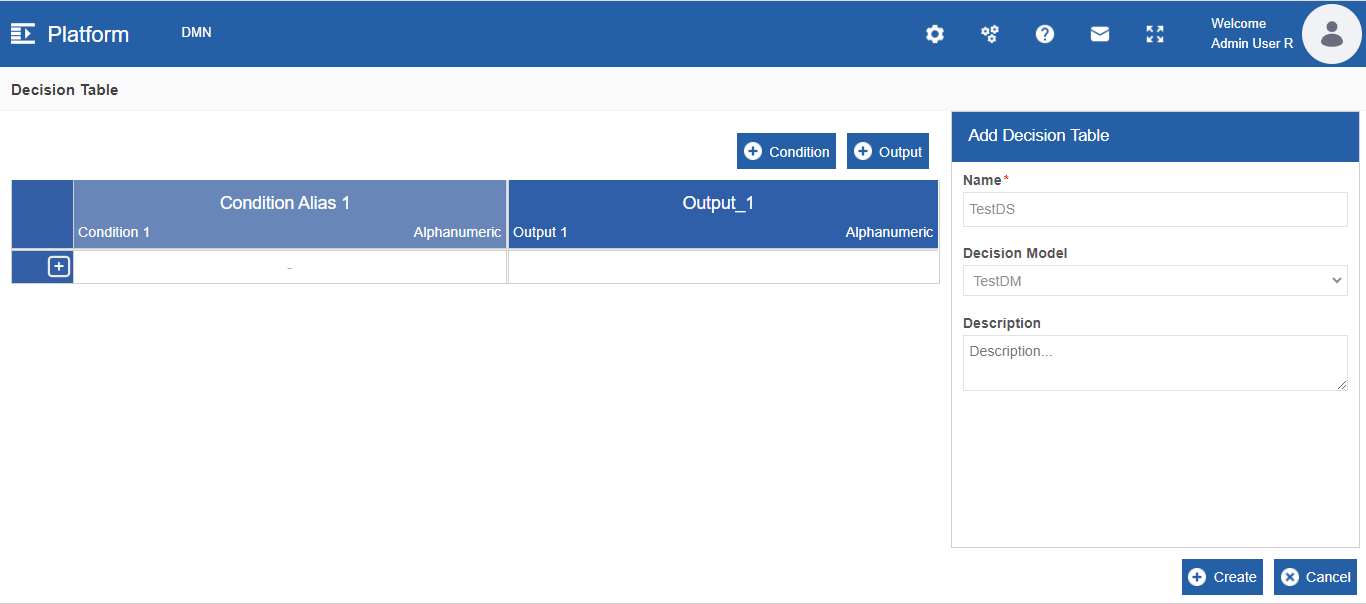 Decision Table configuration Decision Table configuration