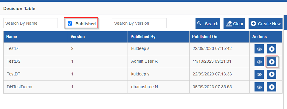 Executing a Decision Table Executing a Decision Table