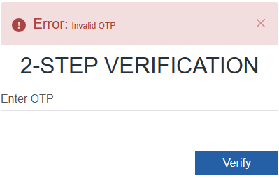 Error in OTP Error in OTP