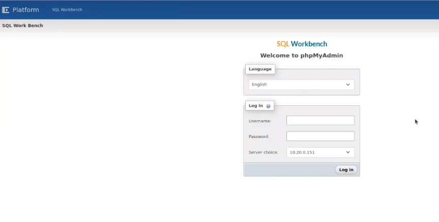 SQL Work Bench login in the Platform SQL Work Bench login in the Platform