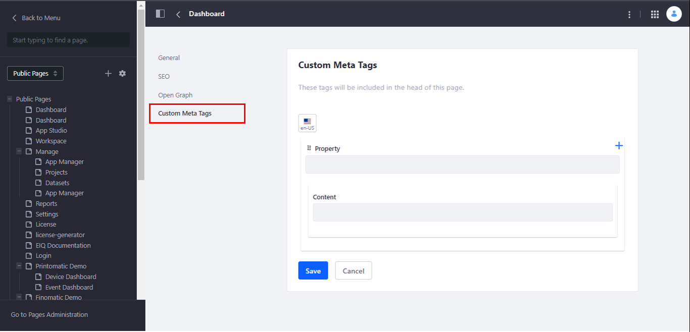 Configuring Custom meta tags Configuring Custom meta tags