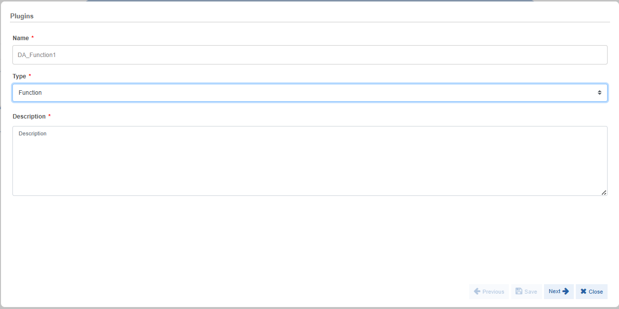 Plugin creation page Plugin creation page