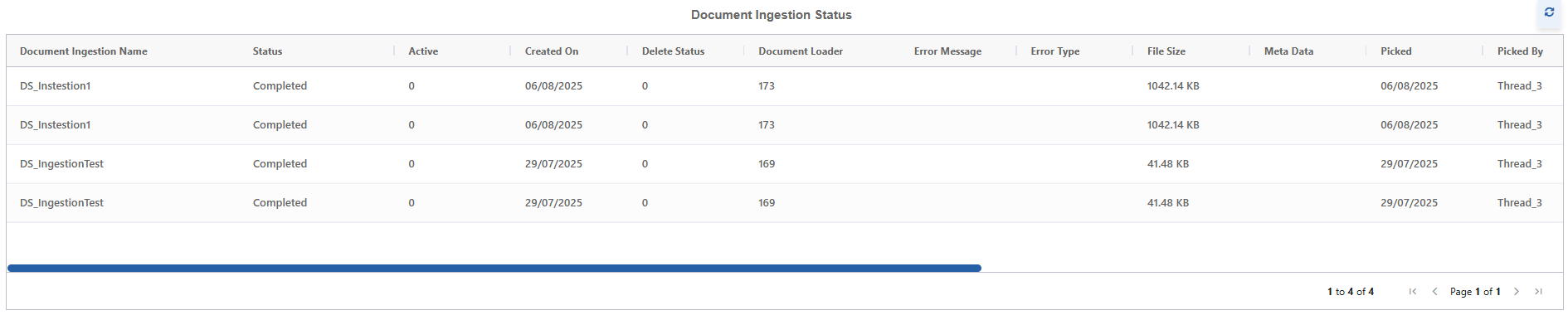 Document Ingestion Status Document Ingestion Status